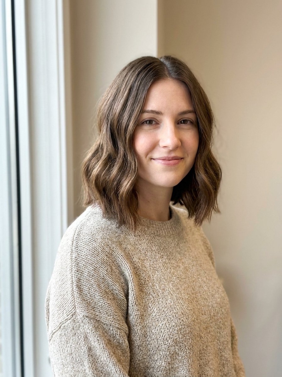 Wavy Bob mit Mittelscheitel als Bob Frisuren mittellang Inspiration 2026